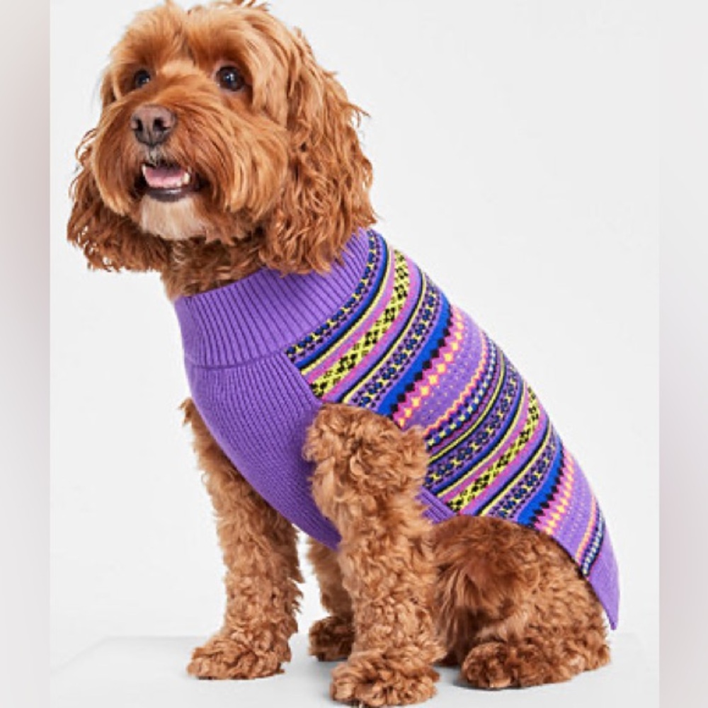 NWT Holiday Lane Purple Fair Isle Dog Sweater